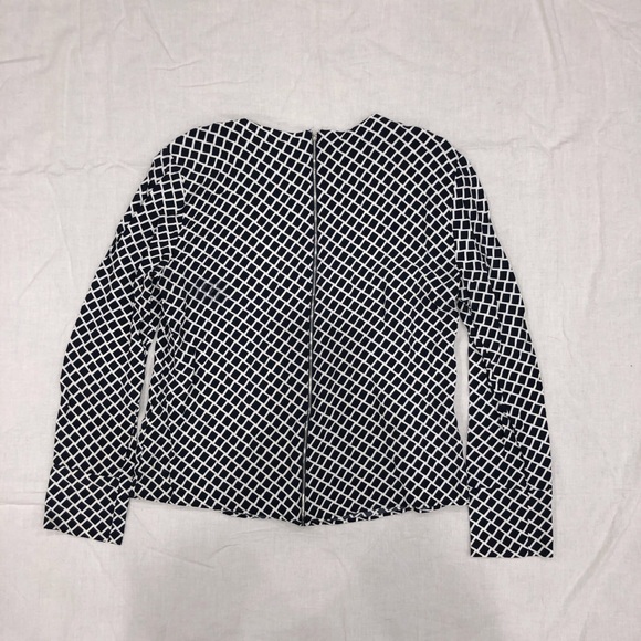 Zara Dark Navy Blue Geometric Print Blouse - Picture 2 of 4